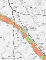 Aléa inondation pour une crue centennale de la Marne _ secteur de Châlons-en-Champagne