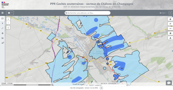 carte interactive PPR Cavités - secteur Chalons